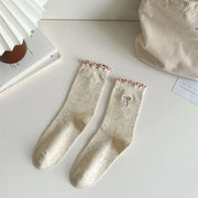 Bow Knot Cotton Crew Ruffle Socks